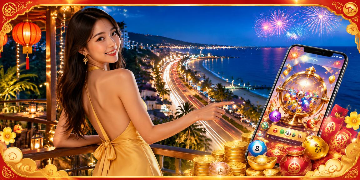 Khung cảnh bãi biển Mũi Né với hoạt động xổ số